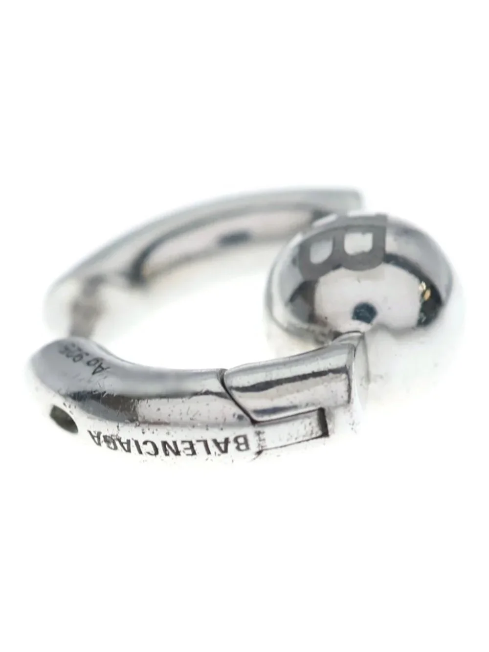 Balenciaga Cut XS Earrings BB Logo Hoop Silver